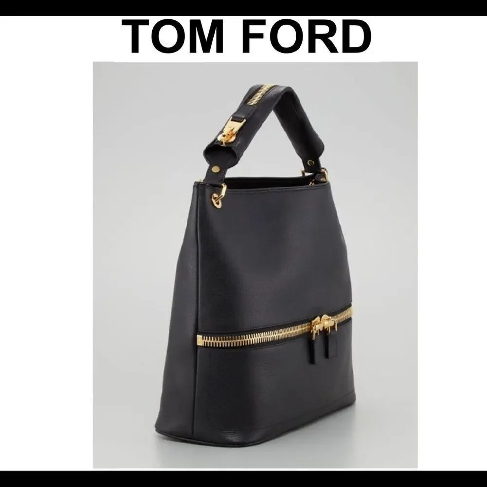 TOM Ford Nina Black Calfskin Hobo Bag